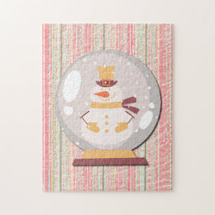 Schneemann-Schneekugel Retro-Puzzle-Kunst Puzzle