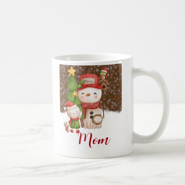 Schneemann, Schneeweihnacht Personalisiert Kaffeetasse (Rechts)