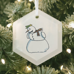 Schneemann-Sechseck-Glasornament Ornament Aus Glas