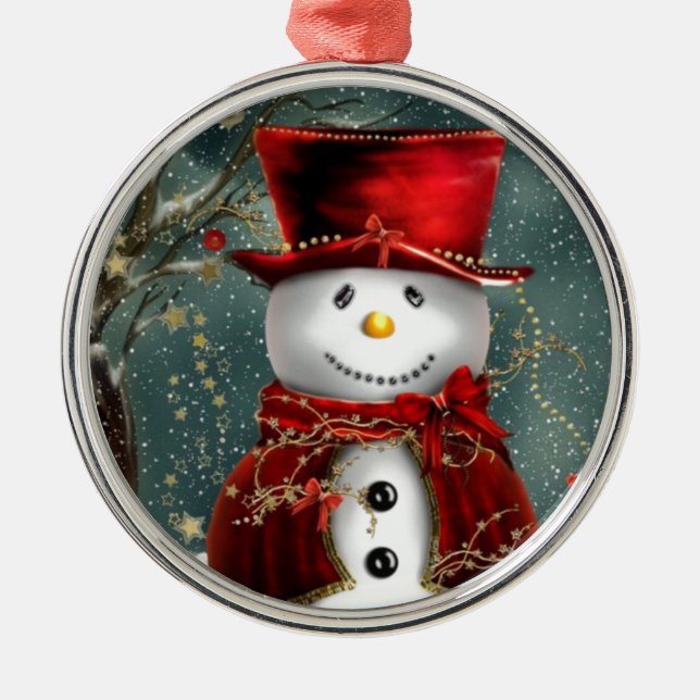 Schneemann Silbernes Ornament (Vorne)