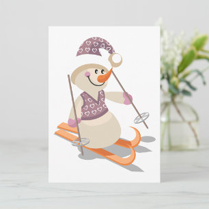 Schneemann Skifahren Einladung