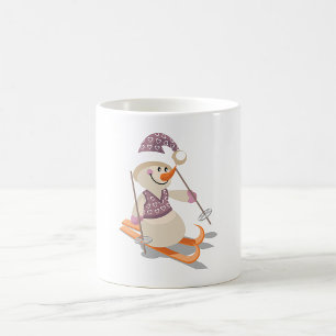 Schneemann Skifahren Kaffeetasse