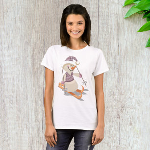 Schneemann Skifahren T-Shirt