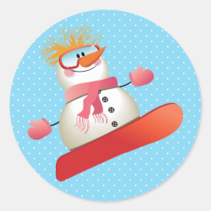 Schneemann-Snowboard-Sticker 3 Zoll (Bogen mit 6) Runder Aufkleber