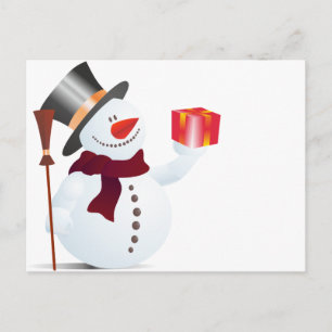 Schneemann / Snowman for Christmas / X-mas Feiertagspostkarte