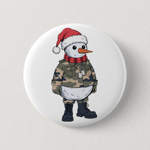 Schneemann Soldat Weihnachten 2026 Feiertag Militä Button