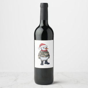 Schneemann Soldat Weihnachten 2026 Feiertag Militä Weinetikett