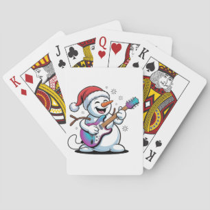 Schneemann spielt E-Gitarre Rock-Weihnachten Spielkarten