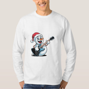 Schneemann spielt elektrische Gitarre Santa Weihna T-Shirt