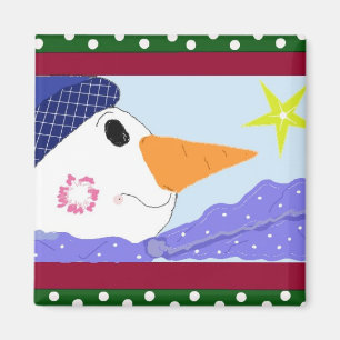 Schneemann Sternengucker Magnet