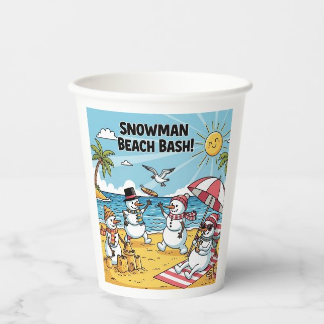 Schneemann-Strand-Bash Pappbecher (Vorderseite)