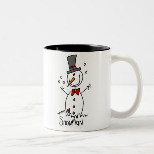 Schneemann-Strichmännchen-Tasse Zweifarbige Tasse