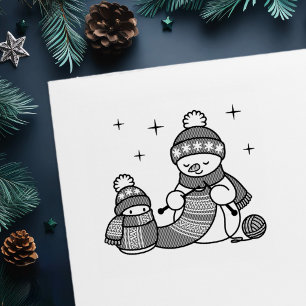 Schneemann strickt Weihnachten Permastempel