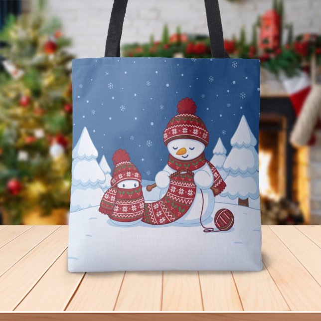 Schneemann strickt Weihnachtsschal (Von Creator hochgeladen)
