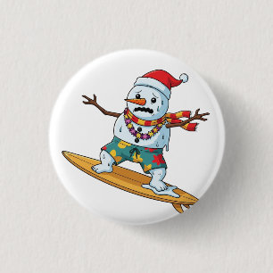 Schneemann-Surfer-Weihnachten 2026 Lustiger Feiert Button