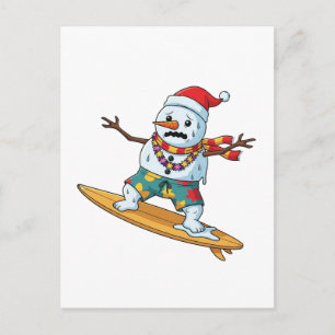 Schneemann-Surfer-Weihnachten 2026 Lustiger Feiert Postkarte