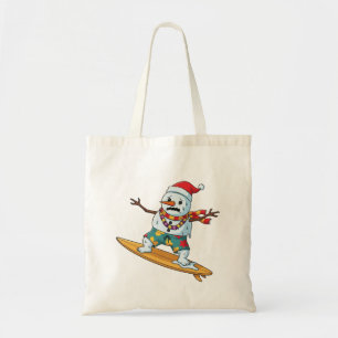Schneemann-Surfer-Weihnachten 2026 Lustiger Feiert Tragetasche