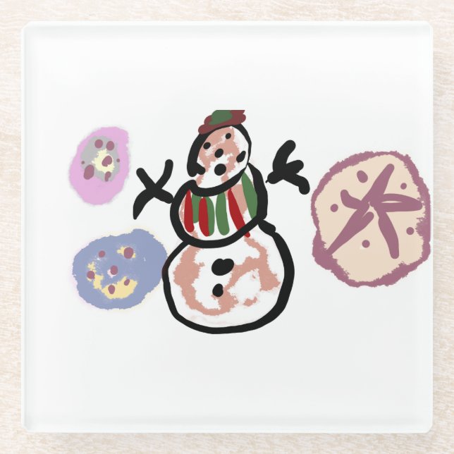 Schneemann süß glasuntersetzer (Vorderseite)