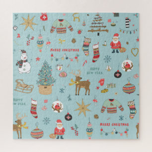 Schneemann-Tannenbaum-Weihnachts-Verpackungsmuster Puzzle