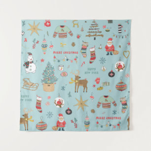 Schneemann-Tannenbaum-Weihnachtsverpackungsmuster Wandteppich