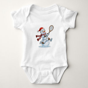Schneemann Tennisspieler Weihnachten 2026 Feiertag Baby Strampler