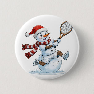 Schneemann Tennisspieler Weihnachten 2026 Feiertag Button