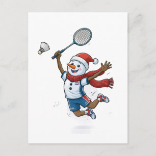 Schneemann Tennisspieler Weihnachten 2026 Feiertag Postkarte