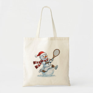 Schneemann Tennisspieler Weihnachten 2026 Feiertag Tragetasche