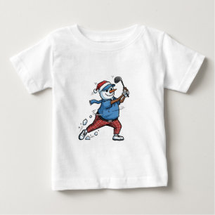 Schneemann Tennisspieler Weihnachten 2026 Urlaub Baby T-shirt