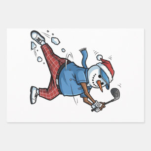 Schneemann Tennisspieler Weihnachten 2026 Urlaub Geschenkpapier Set