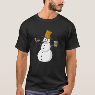 Schneemann trinkt Whiskey und raucht ein Auto T-Shirt