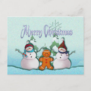 SCHNEEMANN-u. LEBKUCHEN-MANN durch SHARON SHARPE Postkarte