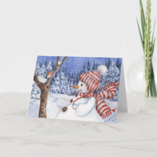 Schneemann u. Robin-Feiertags-Karte Feiertagskarte
