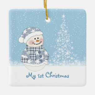 Schneemann-und Baum Babys 1. Weihnachten Keramikornament