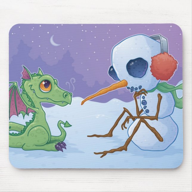 Schneemann und Drache Mousepad (Vorne)