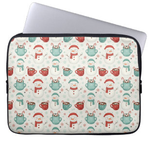 Schneemann und heiße Schokolade Weihnachten nahtlo Laptopschutzhülle