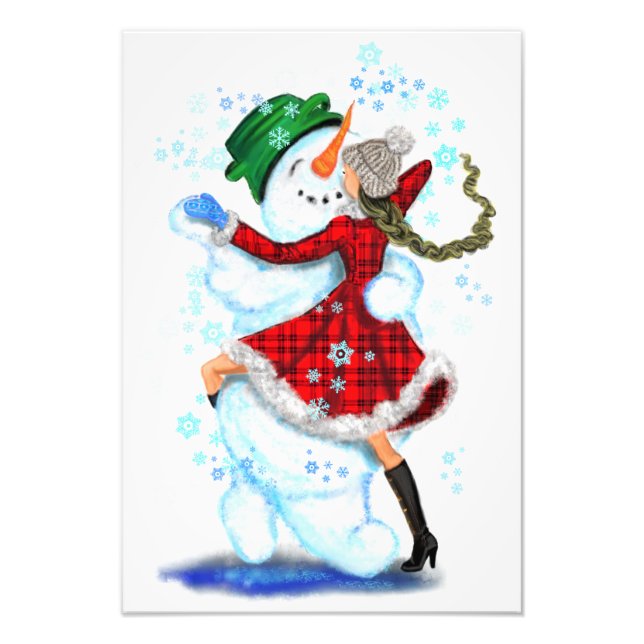 Schneemann und Mädchen Tänzer Poster (Vorne)