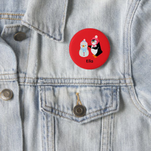 Schneemann und Pinguin erfroren Button