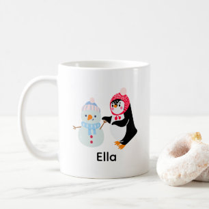 Schneemann und Pinguin erfroren Kaffeetasse