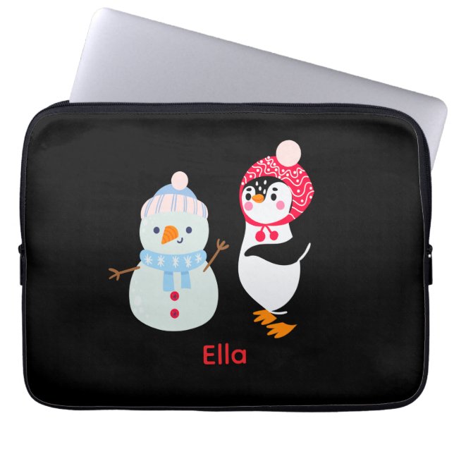 Schneemann und Pinguin erfroren Laptopschutzhülle (Vorderseite)