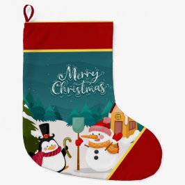 Schneemann und Pinguin Großer Weihnachtsstrumpf