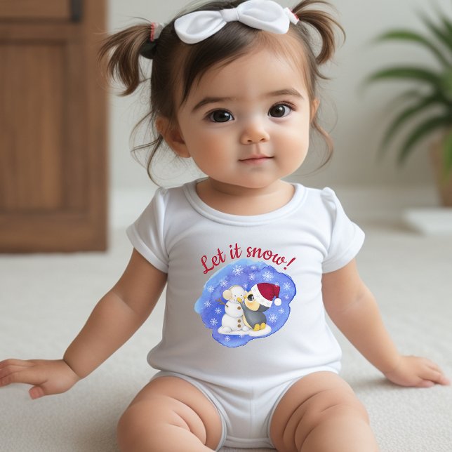 Schneemann und Pinguin mit Text Baby Strampler (Von Creator hochgeladen)