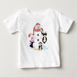 Schneemann und Pinguine Weihnachten Baby T-shirt