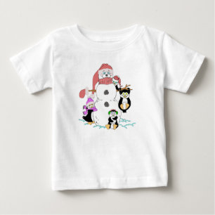 Schneemann und Pinguine Weihnachten Baby T-shirt