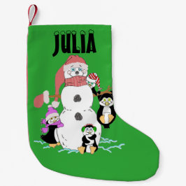 Schneemann und Pinguine Weihnachten Kleiner Weihnachtsstrumpf