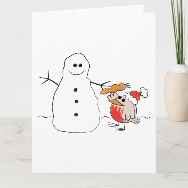 Schneemann und Rotwein amüssieren Weihnachtskarte Karte (Vorderseite)