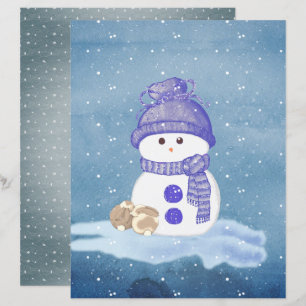 Schneemann und schlafende Hasen Scrapbook Papier