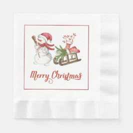 Schneemann und Schlitten Weihnachtsbuch Napkins Serviette