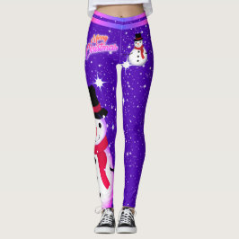 Schneemann und Schneeflocken auf IHRER FARBE Weihn Leggings