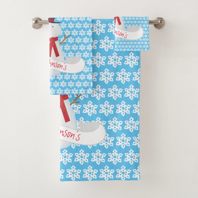 Schneemann und Schneeflocken Badhandtuch Set (Insitu)